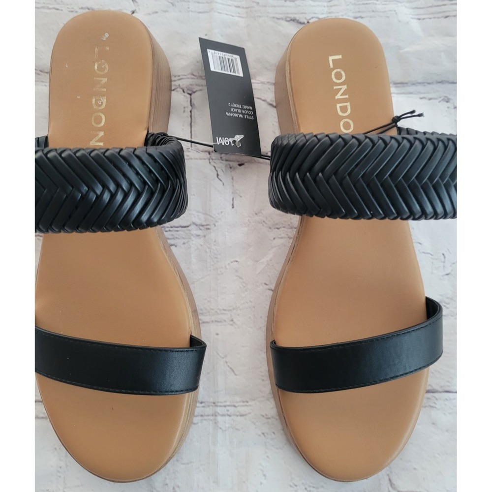 London Fog Collection Women's Trixey 2 Black Slide Sandals Size 10  New with Tag